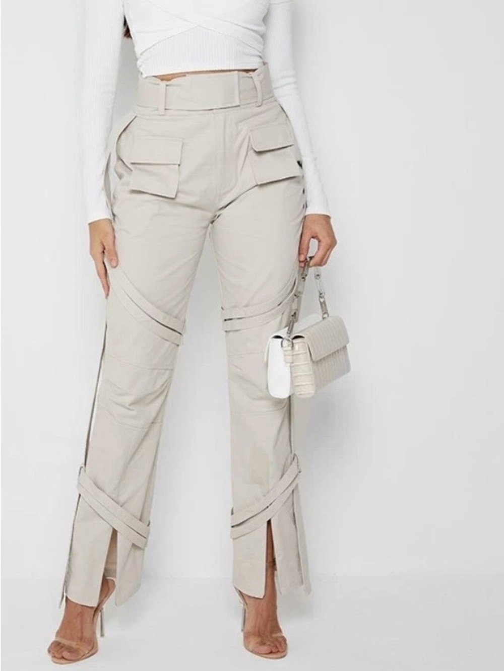 Maniere De Voir  Wide-Leg Cargo Trousers with Straps